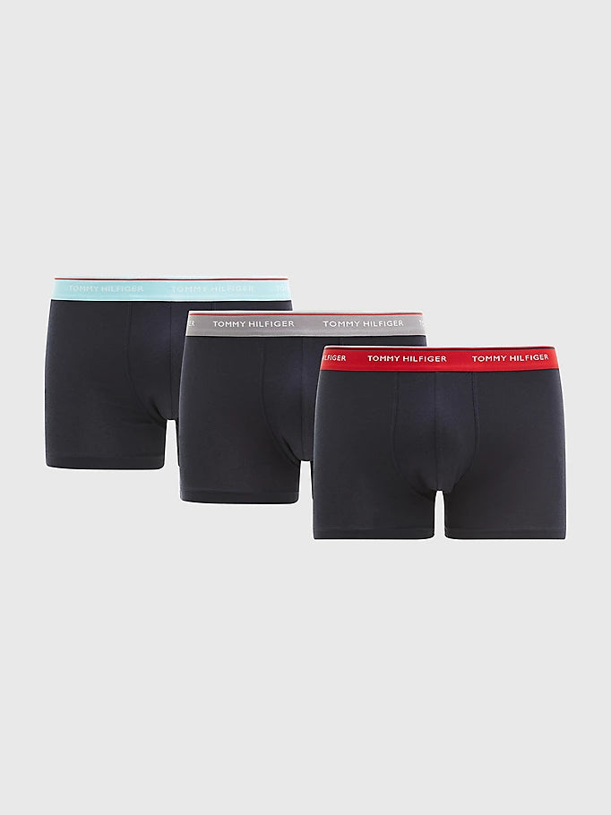 Tommy Hilfiger - 3 Pack Essential Trunks - Blue with Contrast Waistband