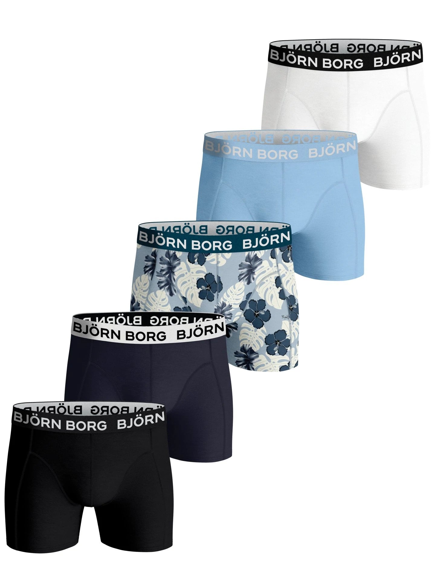 Björn Borg - 5 Pack Essential Boxer - Black/ Blue/White/Print