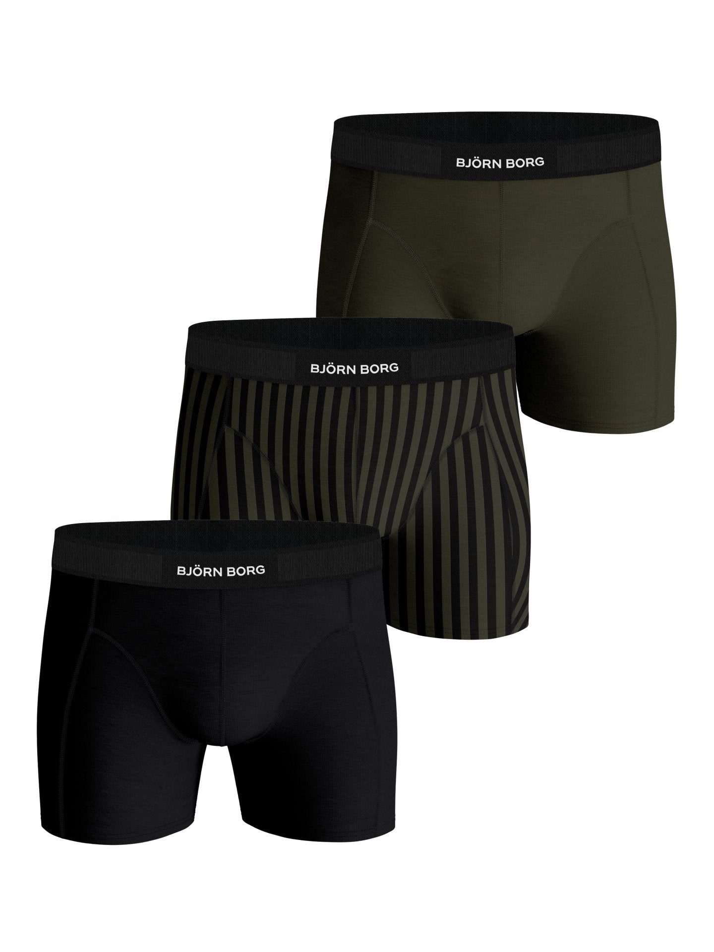 Björn 3 Pack Core Boxer Olive, Black Trunks and Boxers