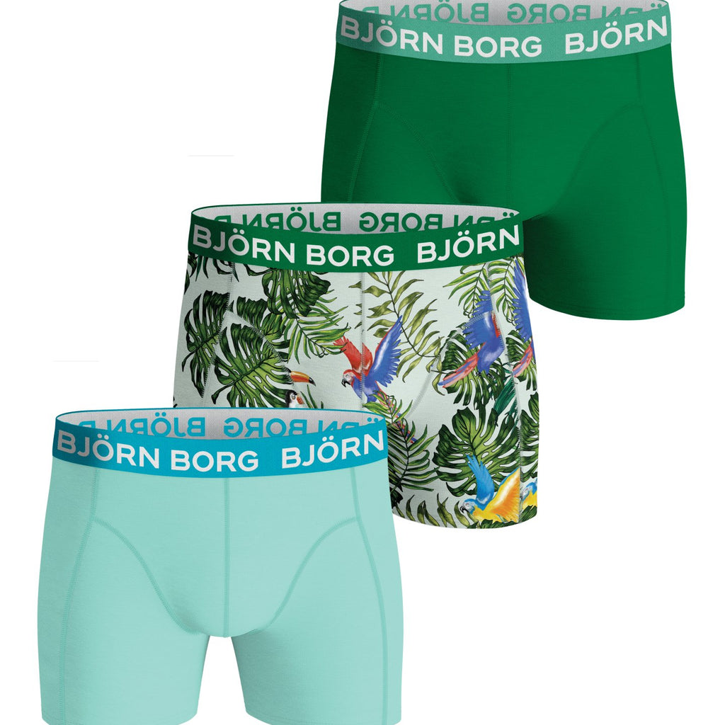 Correspondentie zeven wacht Björn Borg Essential Boxer 3 Pack- Green, Print - MP002 | Trunks and Boxers