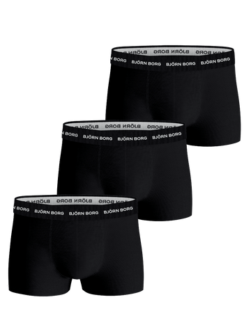 Björn Borg Cotton Stretch Trunks, Pack of 3, Black