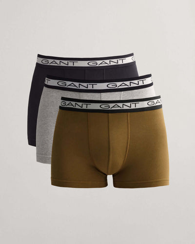GANT 3 Pack Trunks - Army Green, Cotton Stretch Underwear