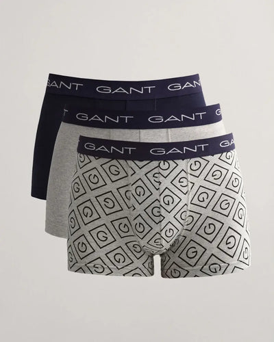 GANT 3-Pack Icon G Trunks – Diamond Pattern Stretch Cotton Underwear