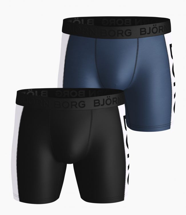 Björn Borg Men's Performance Boxers Panel Shorts 2 Pack - Black Beauty