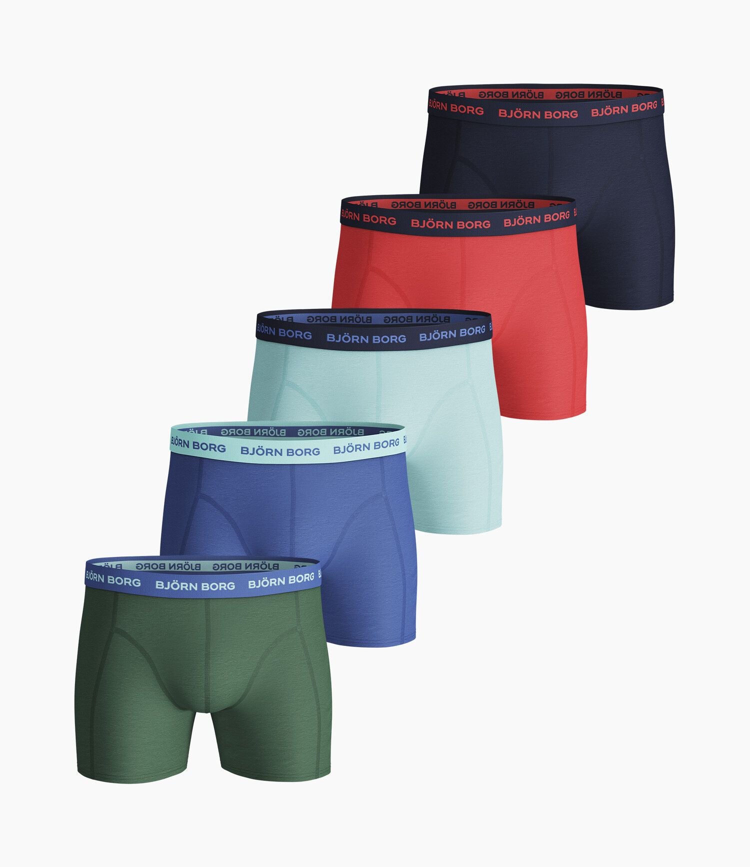 Björn Borg Men's Boxers - Seasonal Solid Sammy -5-Pack Frosty Spruce