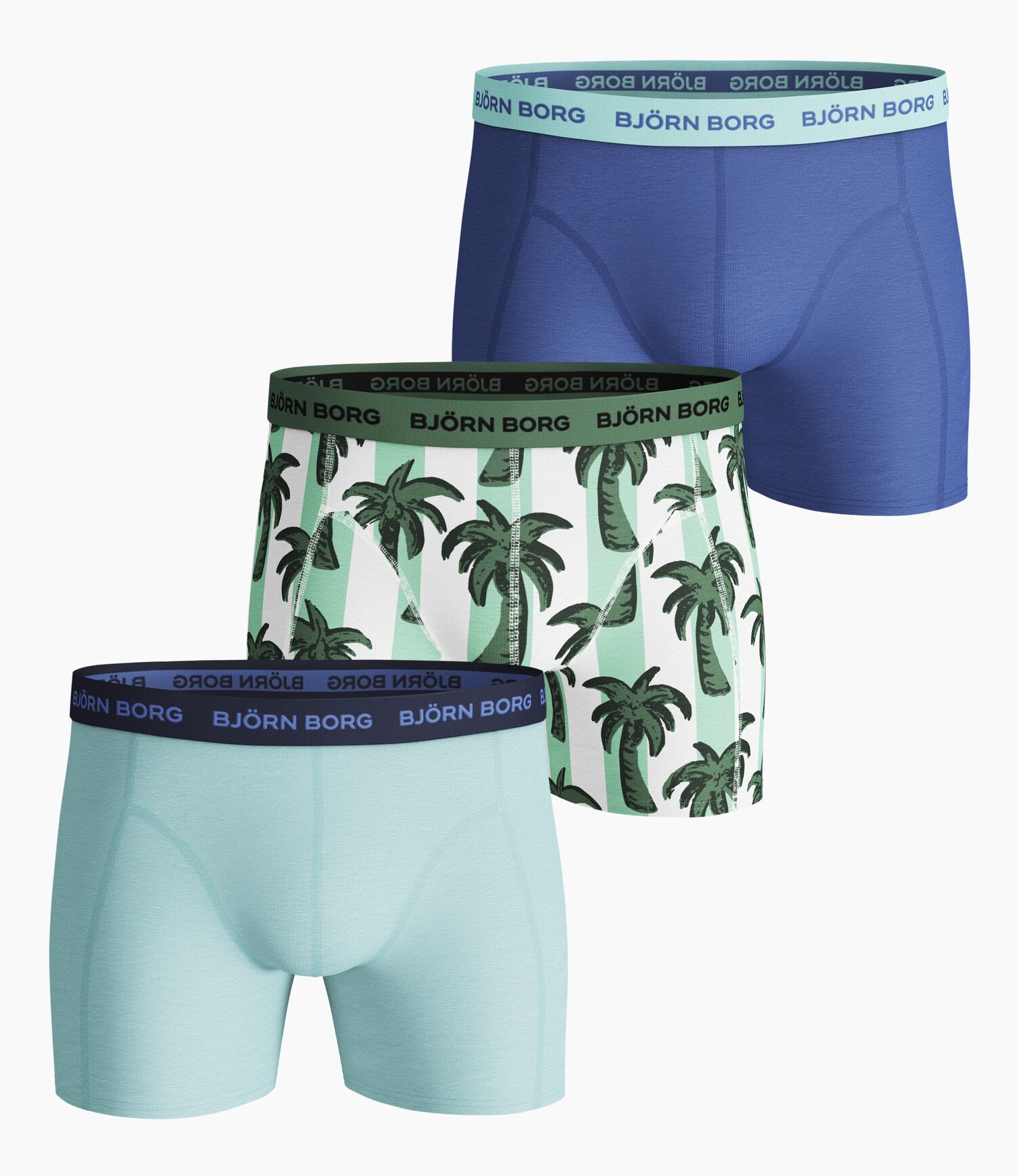 Björn Borg Men's Boxers - Palmstripe Sammy Shorts 3-Pack Blue Tint