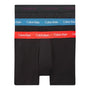 Calvin Klein Men's - 3 Pc Cotton Stretch Trunks - Black with Purple / Blue / Red
