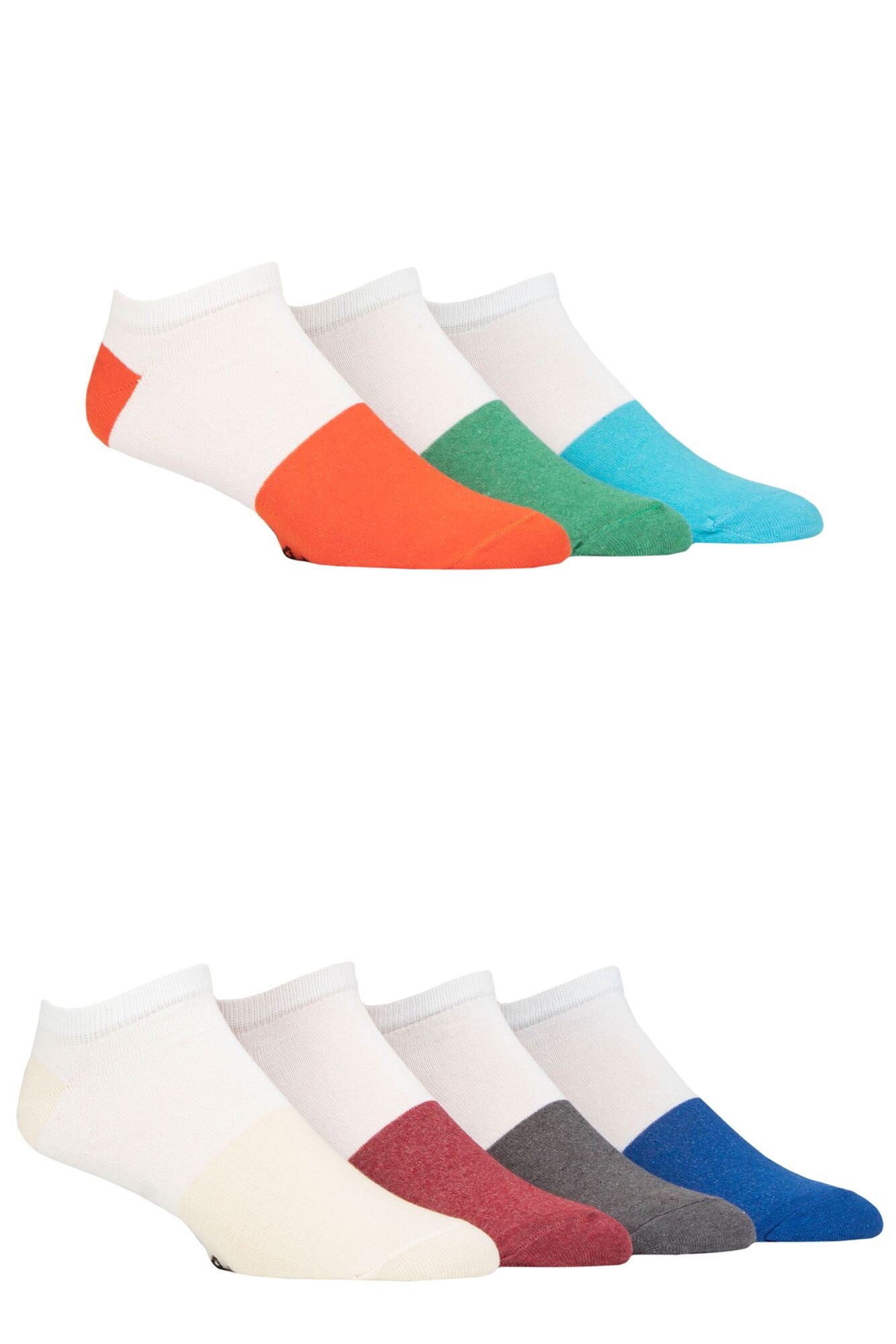 Jeff Banks Men's 7 Pack Cotton Patterned Trainer Socks - White