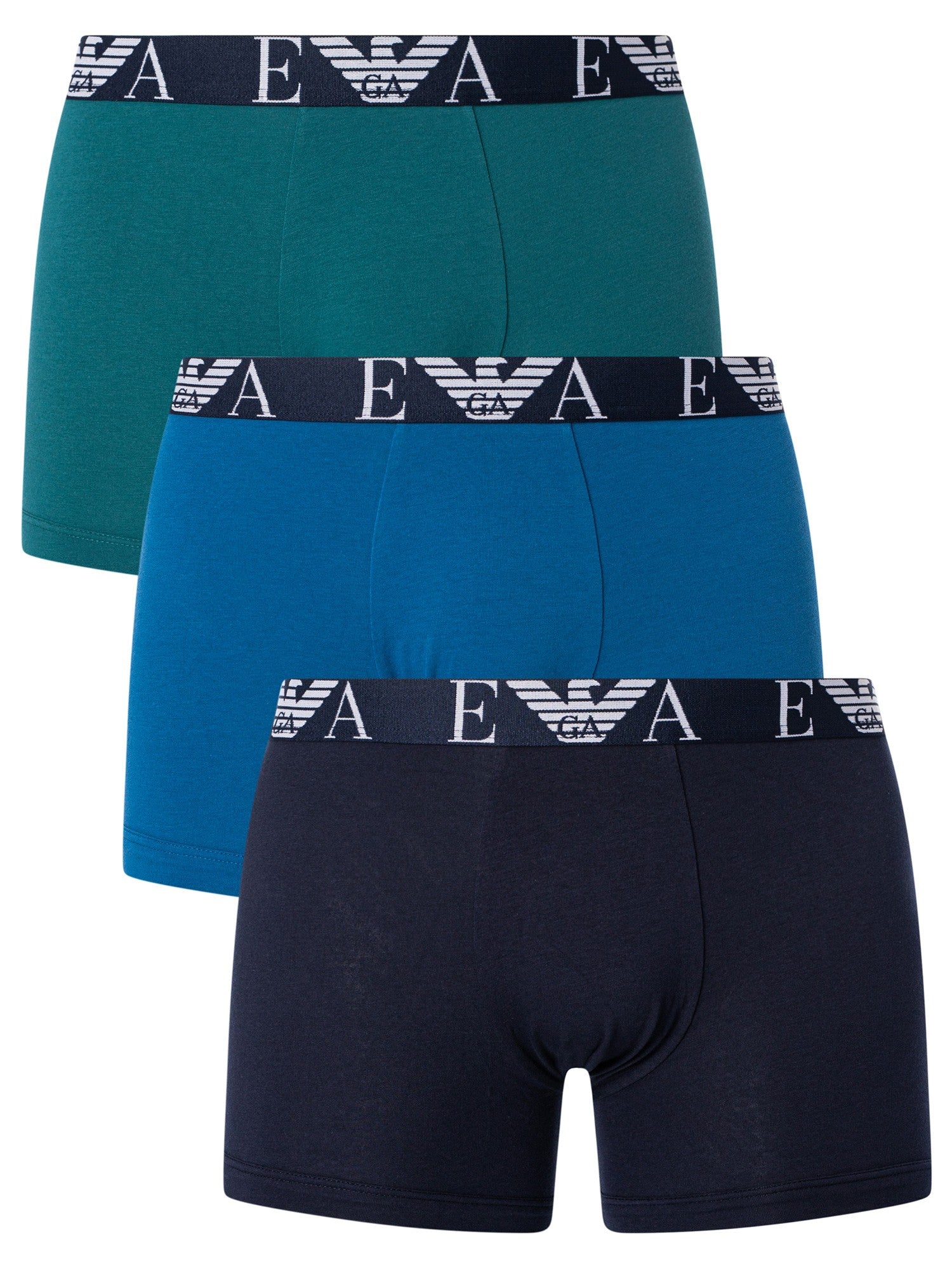 Emporio Armani 3 Pack Boxer Briefs - Marine/Blue/Green
