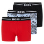 Boss 3 Pack of Stretch-Cotton Trunks - Blue Patterned