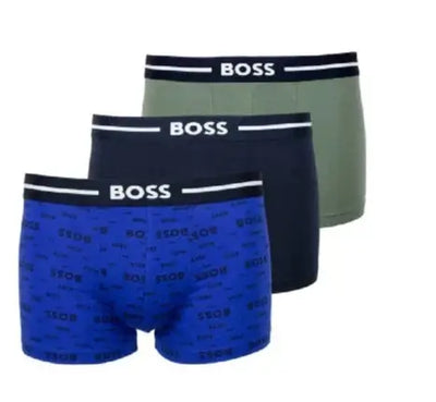 BOSS 3 Pack of Stretch-Cotton Trunks - Blue, Black, Green