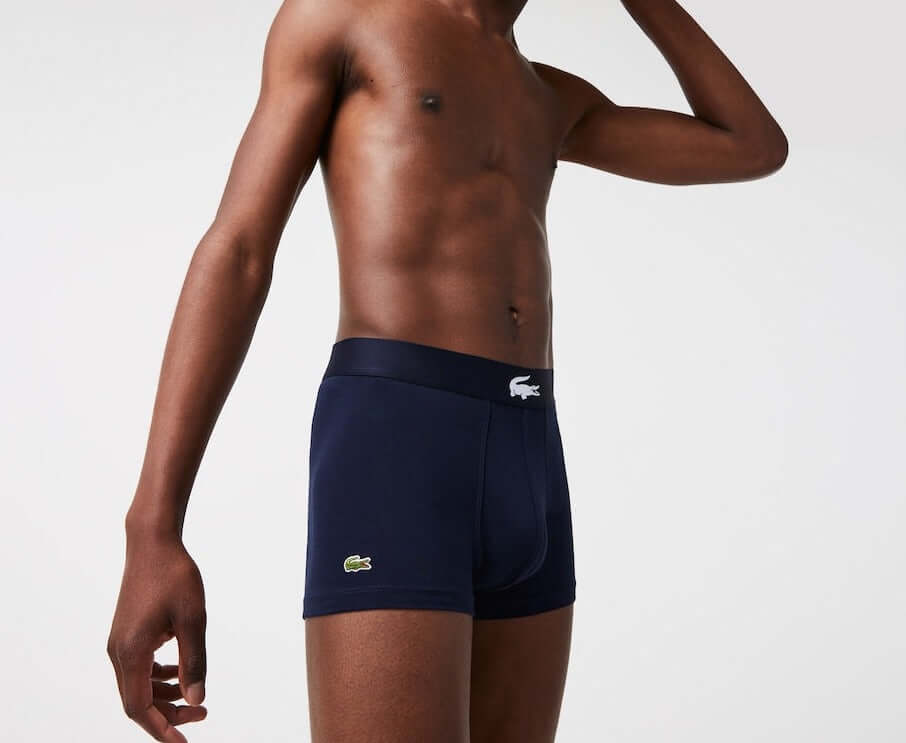 Lacoste Men's 3-Pack Mismatched Stretch Cotton Trunks - Green, Navy, White