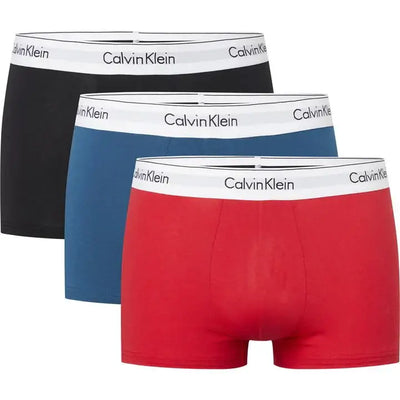 Calvin Klein 3 Pack Trunks Modern Cotton  -  Legion Blue / Exact Red / Black