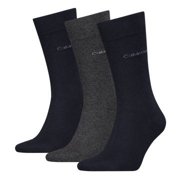 Calvin Klein 3 Pack Crew Socks - One Size, Navy/Dark Grey