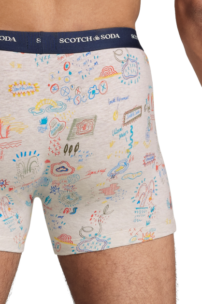Scotch & Soda 2 Pack Men's Iconic AOP Boxers -Navy/Marshmallow Melange
