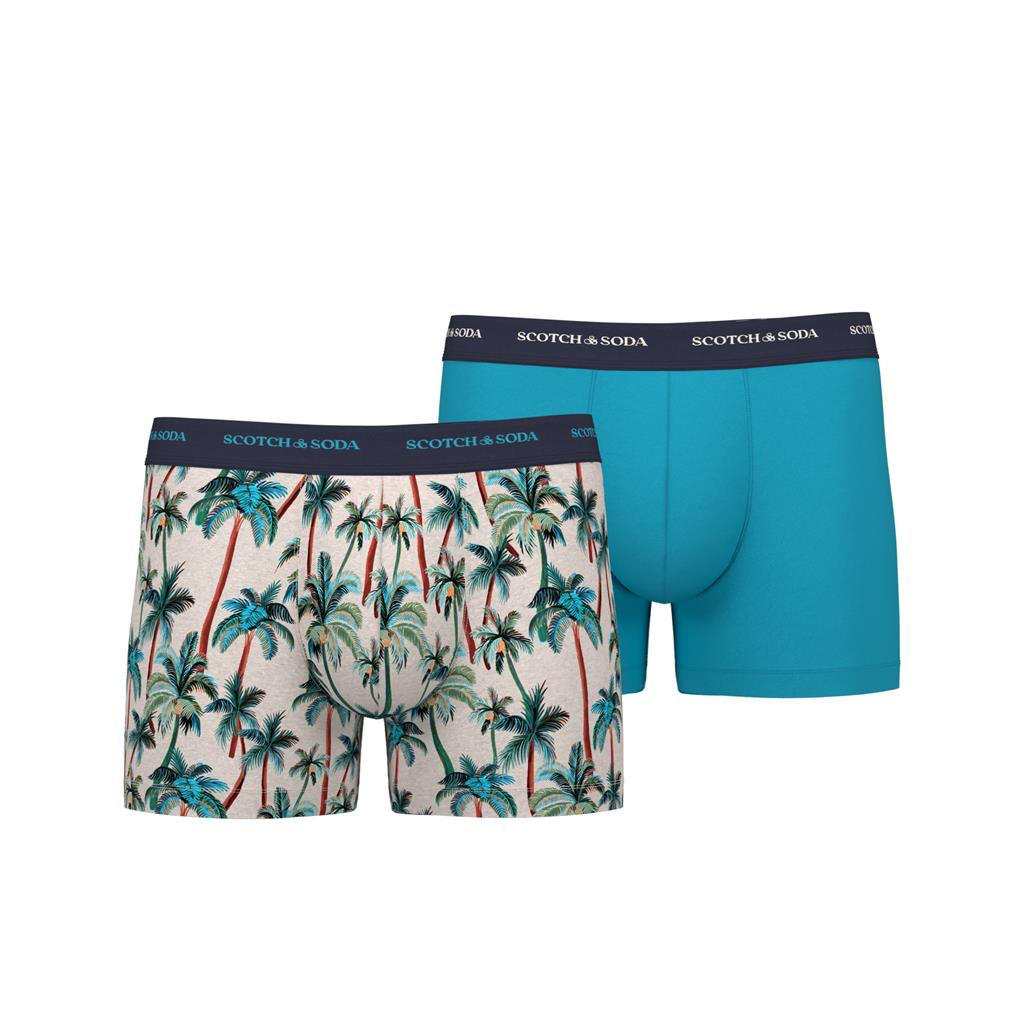 Detecteren Zeehaven Overredend Scotch & Soda 2 Pack Men's Iconic AOP Boxers - Teal/Marshmallow Melang |  Trunks and Boxers