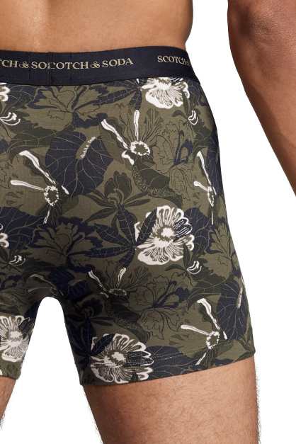 Scotch & Soda 2 Pack Men's Iconic AOP Boxers - Black/Olive