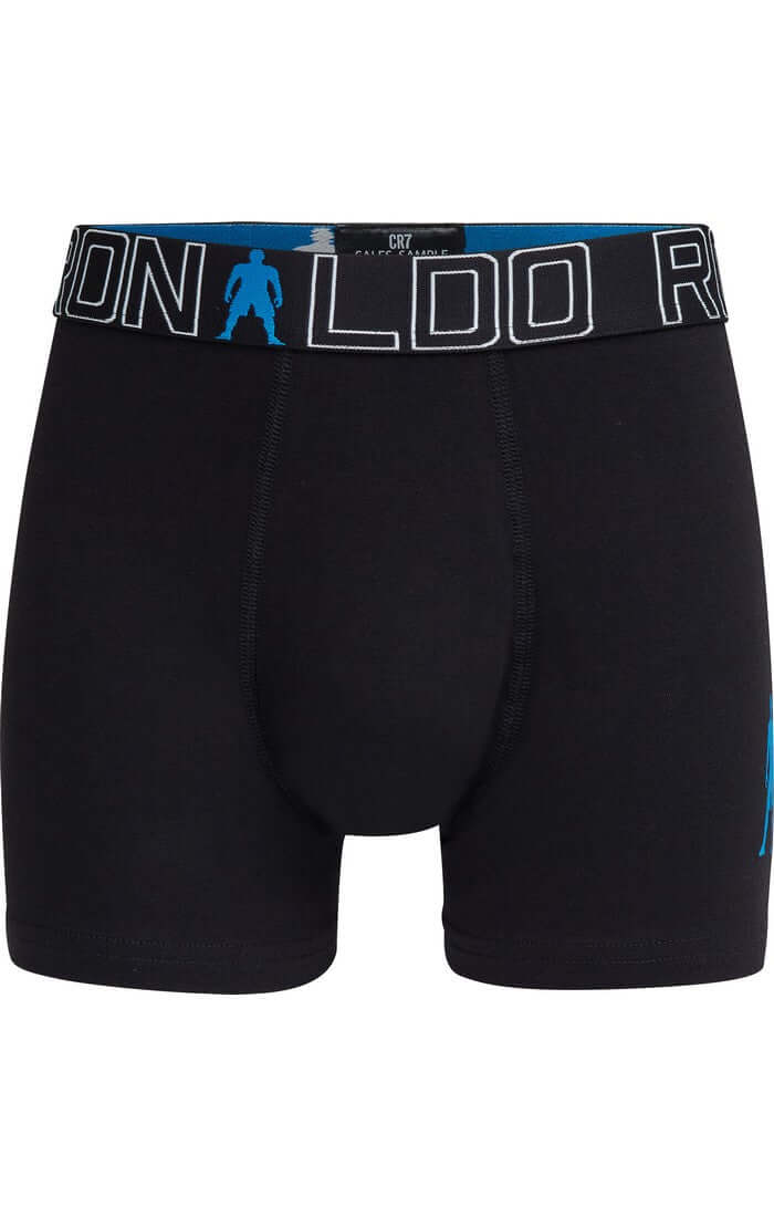 CR7 2-Pack Boy's Cotton Boxer Shorts Trunks - Black/Blue - 583