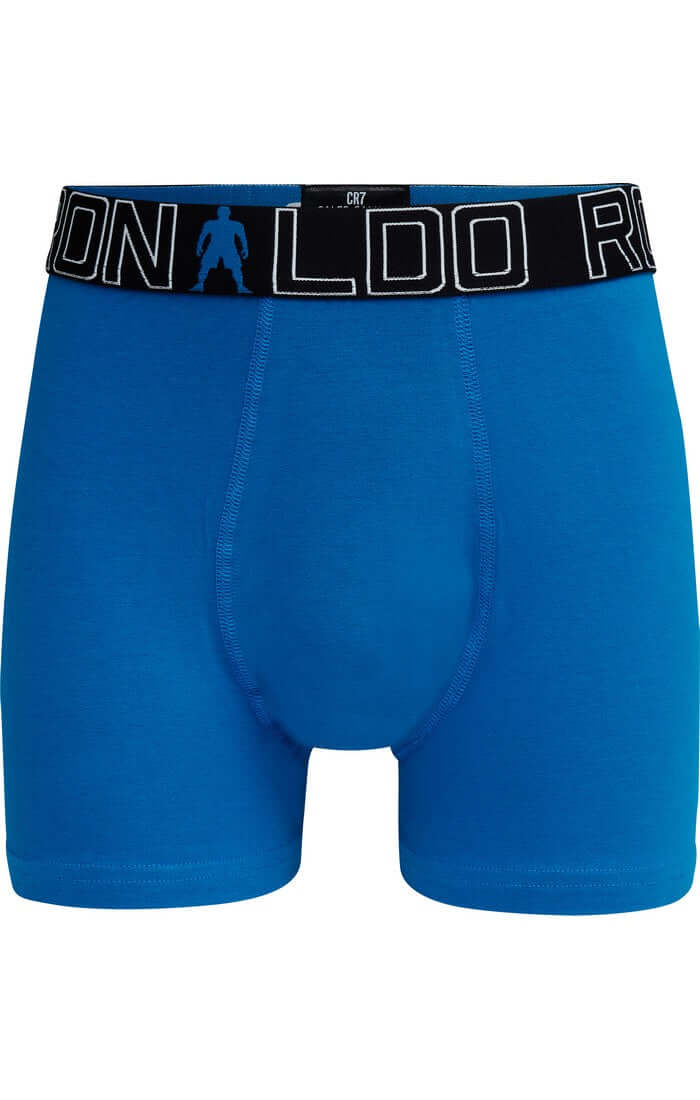 CR7 2-Pack Boy's Cotton Boxer Shorts Trunks - Black/Blue - 583