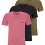 BOSS Bodywear 3 Pack Crew Neck T-Shirts - Black/Pink/Green