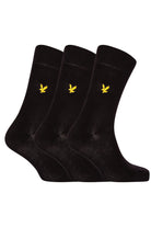 Lyle & Scott 3 Pack Angus Socks with Eagle Embroidery - Black