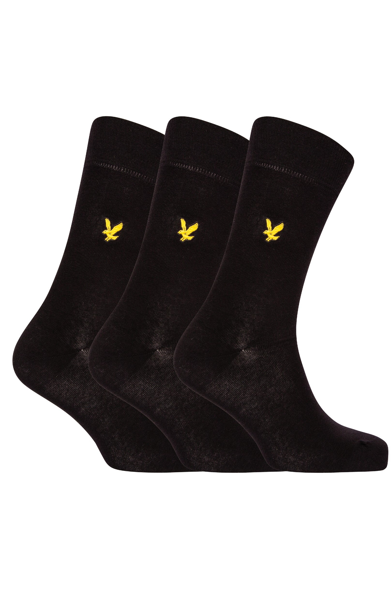Lyle & Scott 3 Pack Angus Socks with Eagle Embroidery - Black