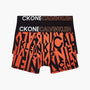 Calvin Klein 2 Pack Organic Cotton Boys Trunks - CK ONE ( Orange / Black Print )