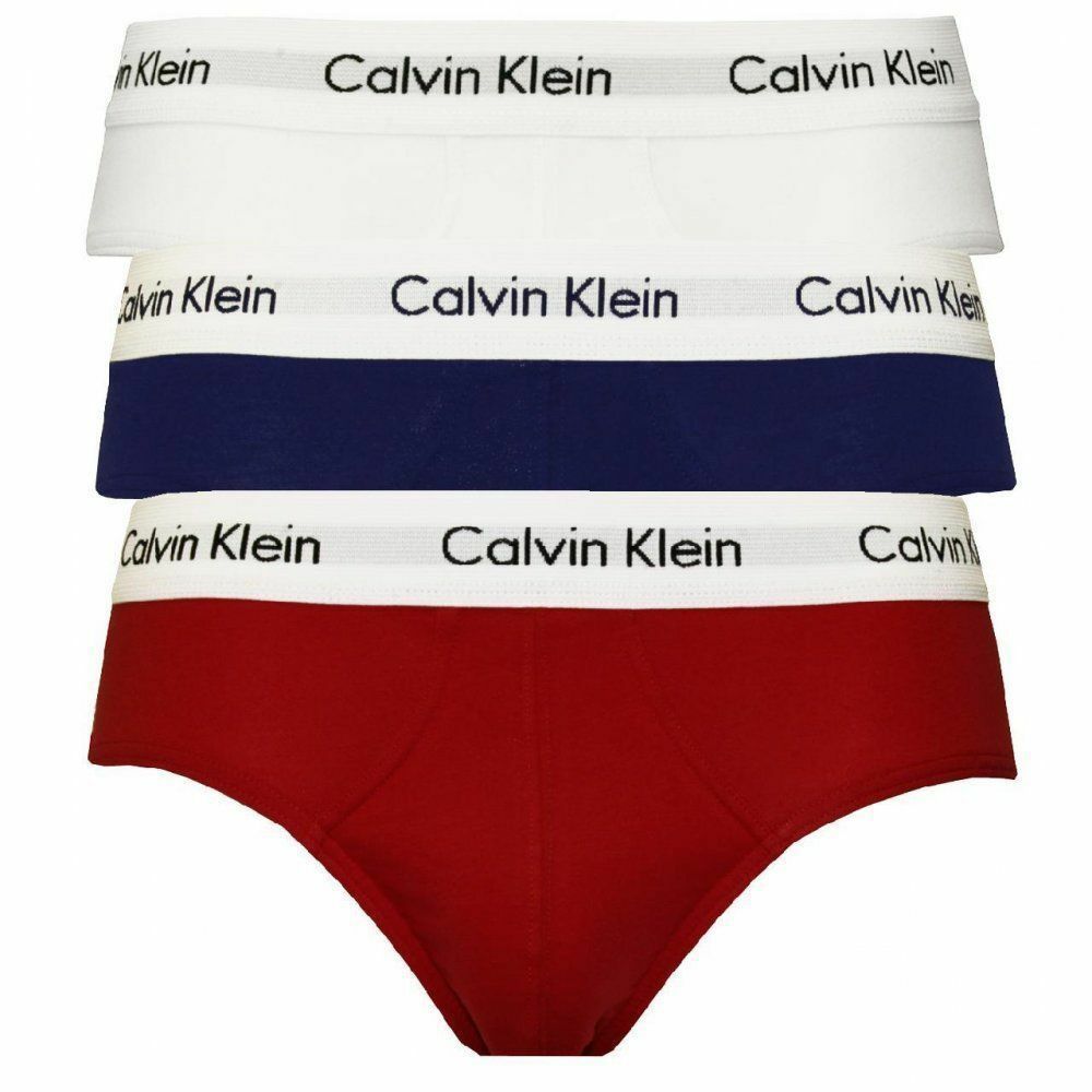 Calvin Klein 3 Pack Cotton Stretch – Hip Briefs ( White / Red / Navy )