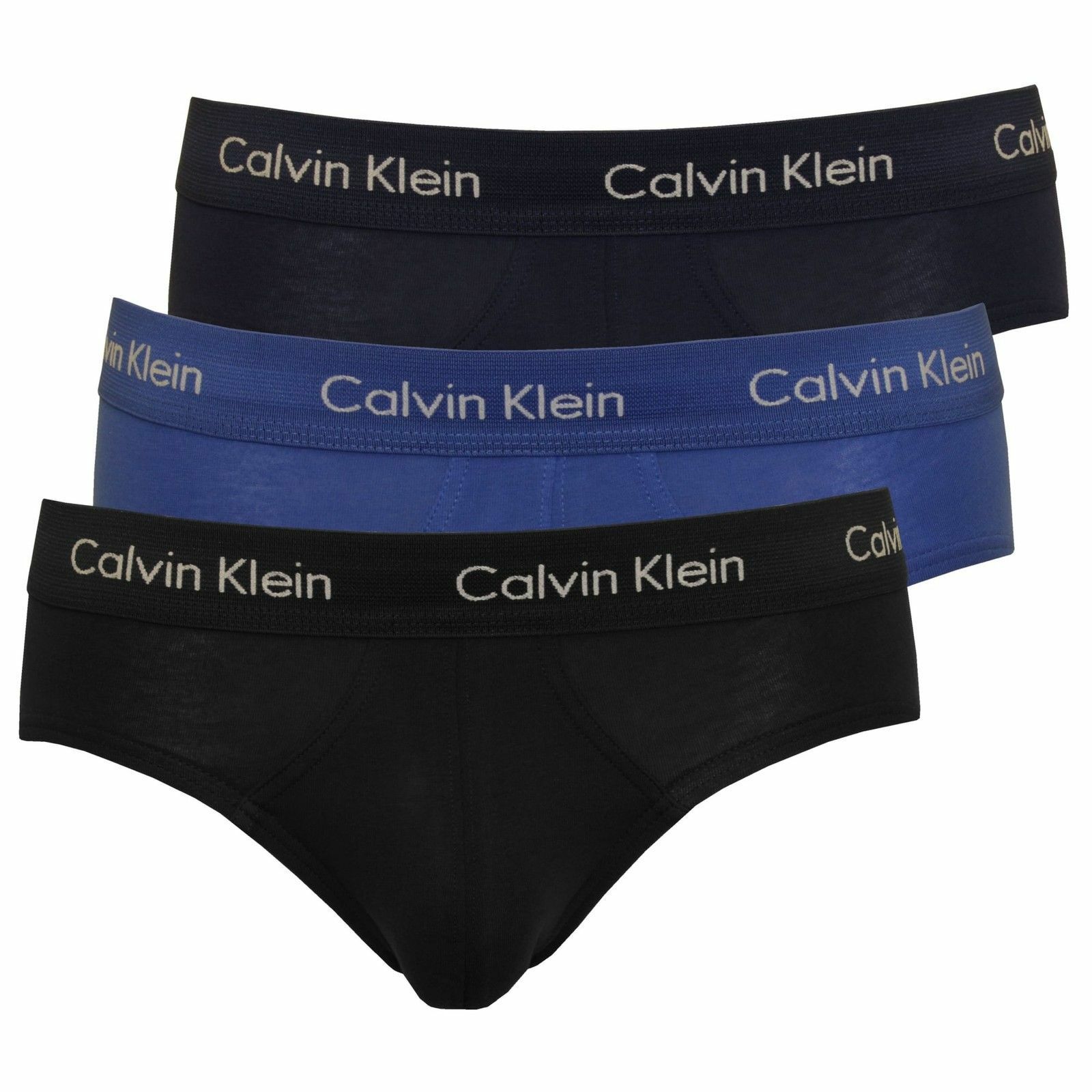 Calvin Klein 3 Pack Cotton Stretch – Hip Briefs ( BLACK / NAVY / BLUE )
