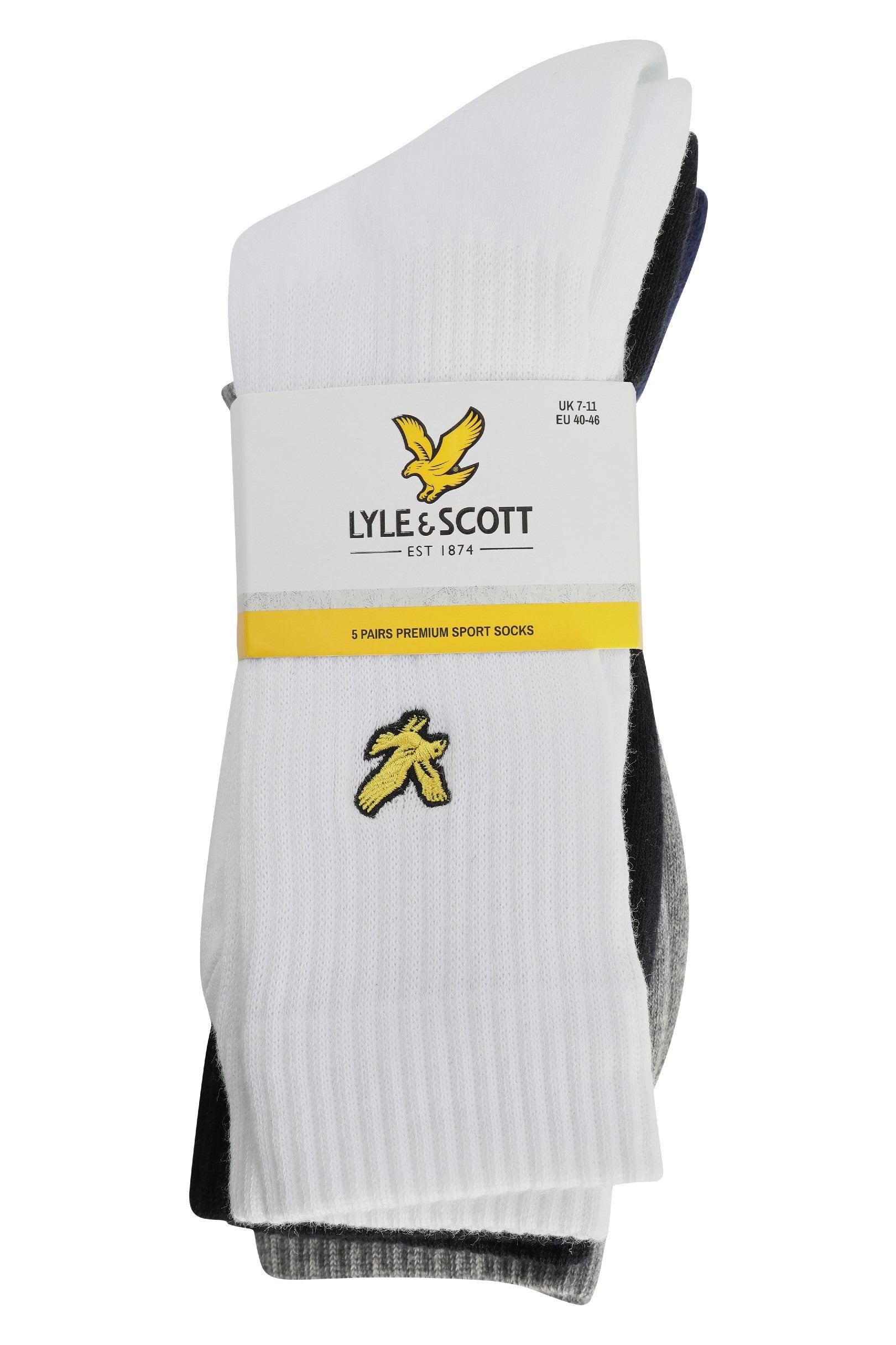 Lyle & Scott Men's 5 Pack Camdyn Sport Socks – Black, White, Grey & Peacoat