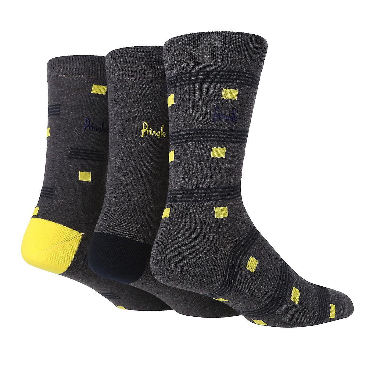 Pringle 3 Pack Cotton Jacquard Men's Fashion Socks - L7006MCHA