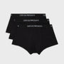 Emporio Armani 3-Pack Pure Cotton Boxer Trunks- Black