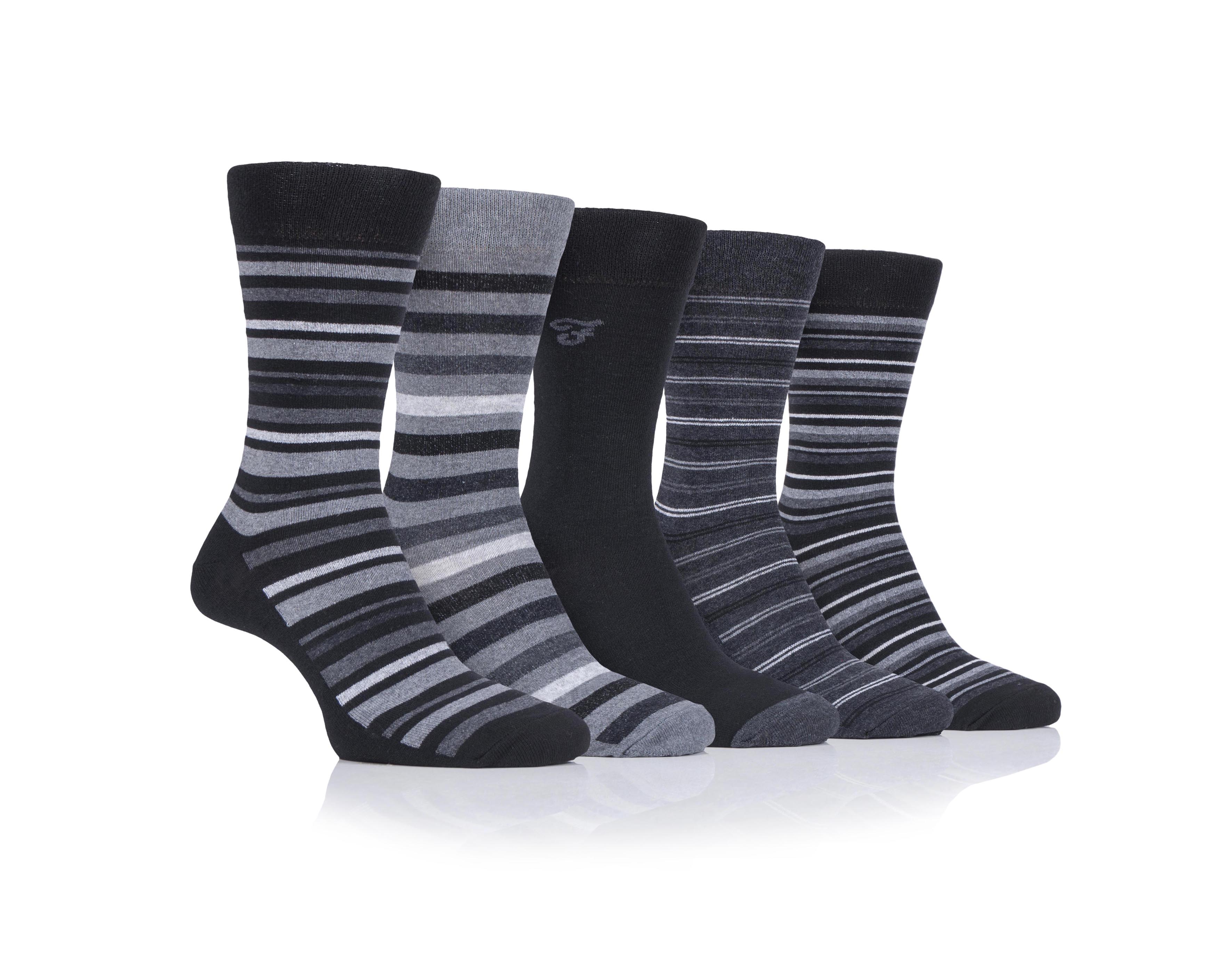 Farah Men’s 5 Pack Cotton Rich Striped Socks – Everyday Comfort (UK 6-11)