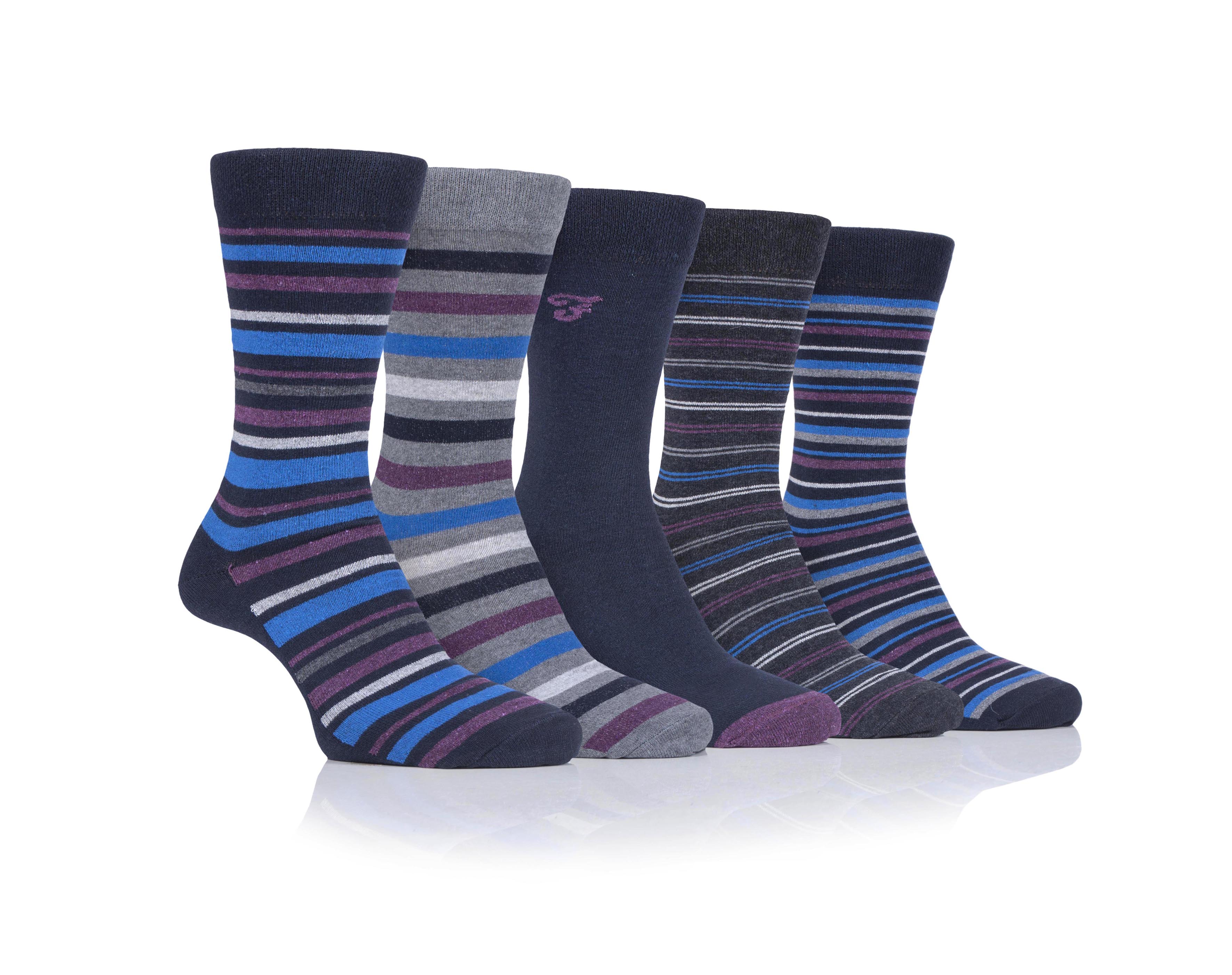 Farah Men’s 5 Pack Cotton Rich Striped Socks – Everyday Comfort (UK 6-11)