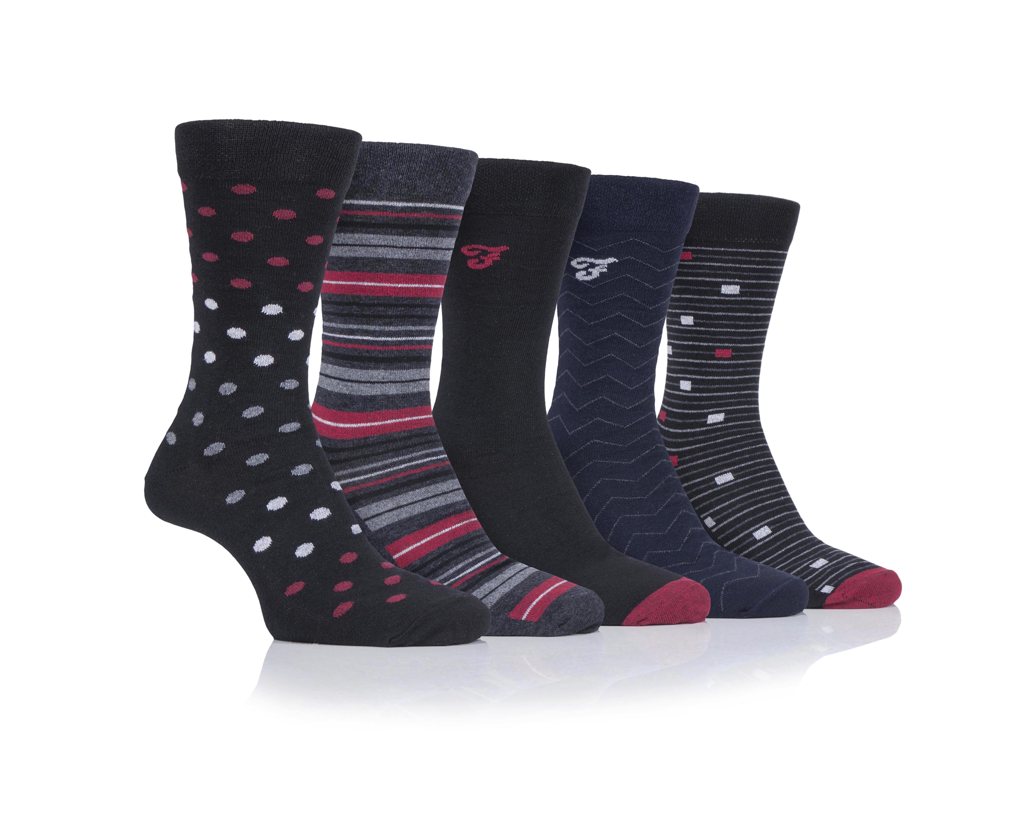 Farah Men’s 5 Pack Cotton Rich Patterned Socks – Striped & Argyle Designs (UK 6-11)