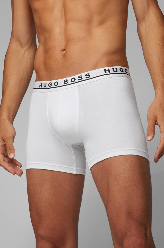 Hugo Boss Men's 3-Pack Cotton Boxer Briefs White