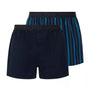 Hugo Boss Two-Pack Woven Boxers / Pyjama Shorts in  Cotton Poplin - Dark Blue Stripes
