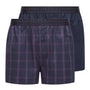 Boss Two-Pack Boxers / Pyjama Shorts in  Cotton Poplin - Dark Blue Checks