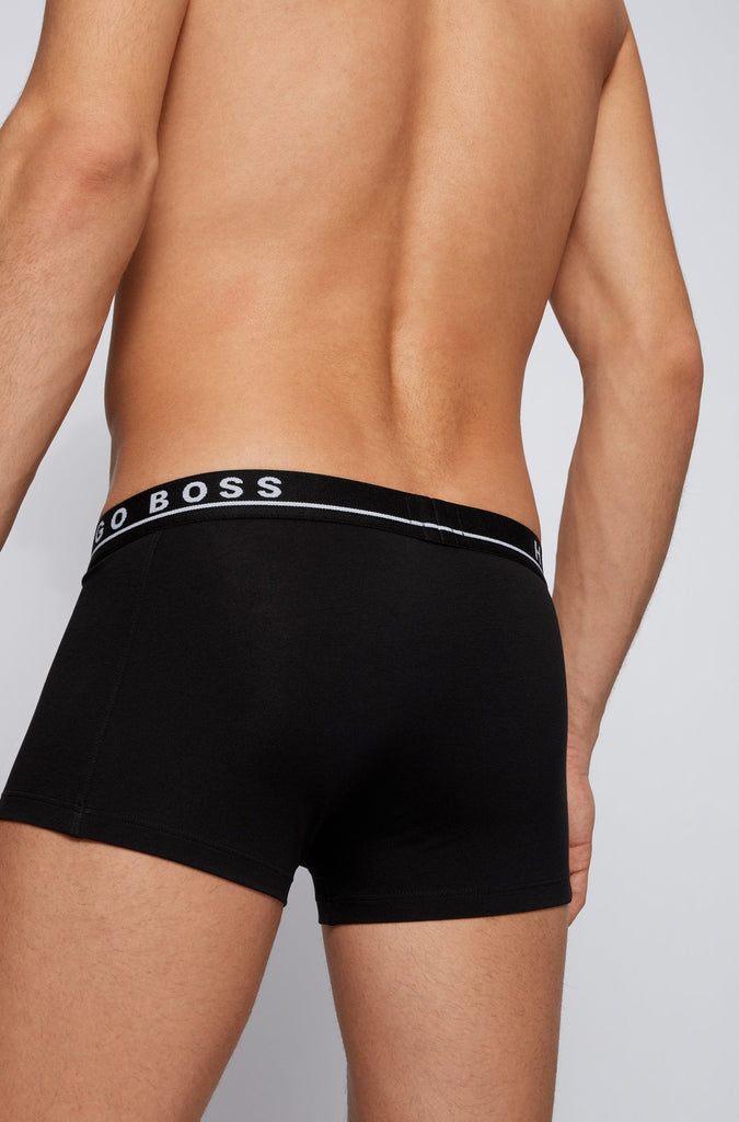 BOSS Stretch Cotton Boxer Trunks, Pack of 3, Black