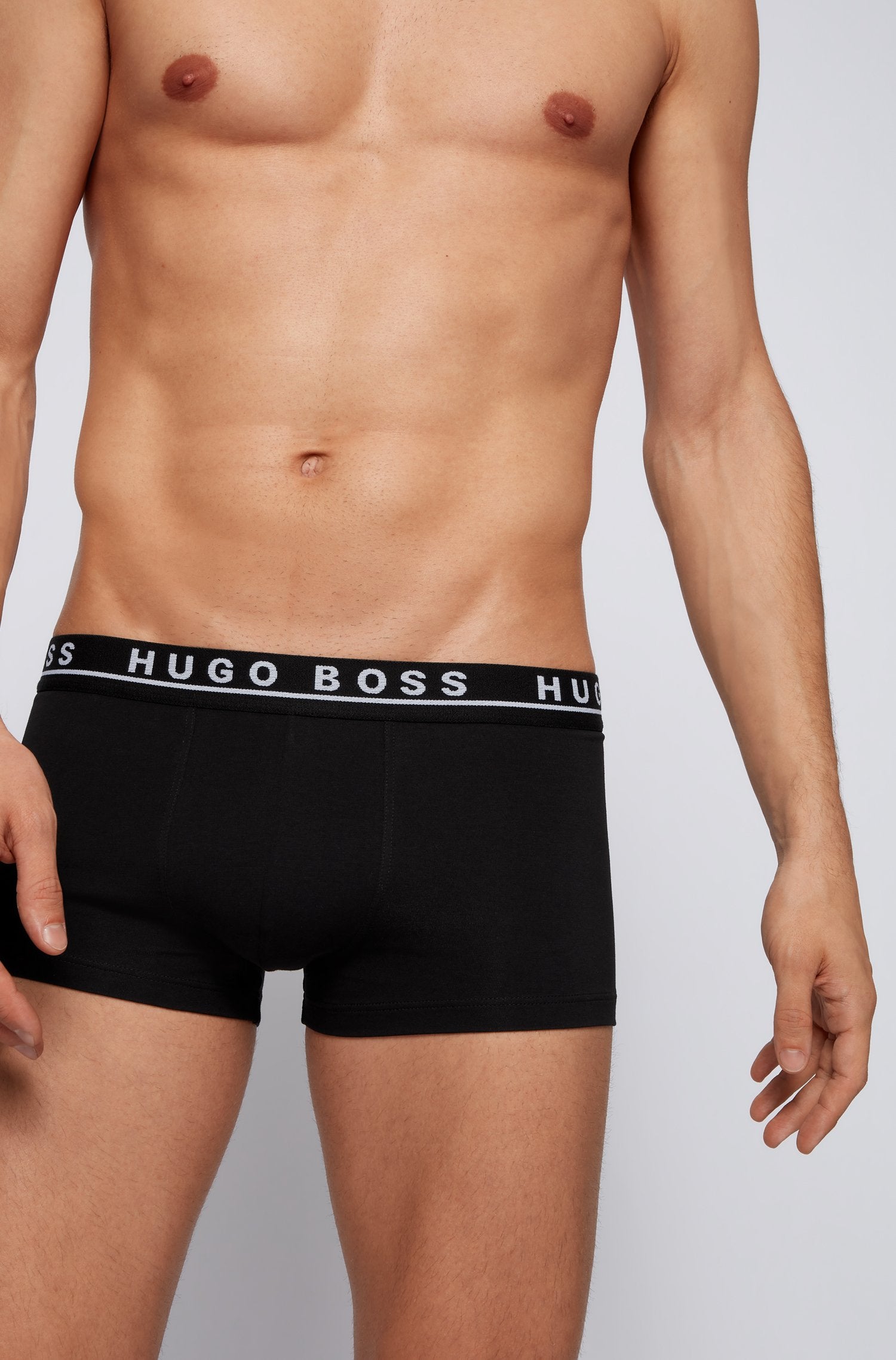 BOSS Stretch Cotton Boxer Trunks, Pack of 3 - Black