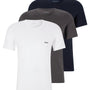Hugo Boss 3 Pack Regular Fit  Logo-Embroidered Cotton T-Shirts - White / Blue / Grey