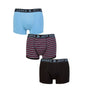 Jeff Banks Men's 3 Pack Plain And Patterned Cotton Trunks - Blue / Black / Stripes
