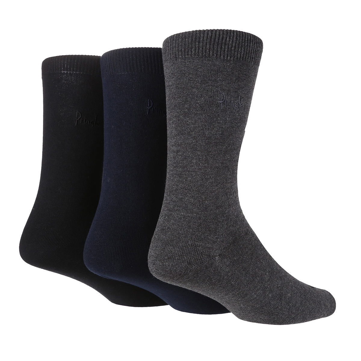 Pringle 3 Pair Endrick Men's Plain Trouser Cotton Rich Socks - BNG