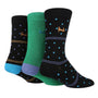 Pringle 3 Pair Striped and Spotted Bamboo Socks - Black/Green
