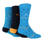 Pringle 3 Pair Striped and Spotted Bamboo Socks - Blue/Black