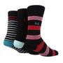 Pringle 3 Pair Striped Bamboo Socks - Black With Red