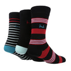 Pringle 3 Pair Striped Bamboo Socks - Black With Red