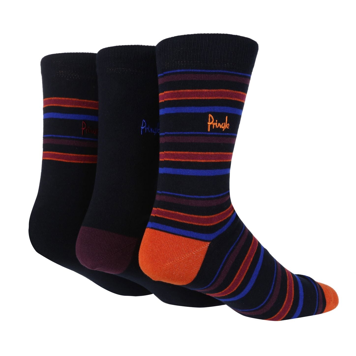 Pringle 3 Pack Cotton Jacquard Men's Fashion Socks - Blue/Red