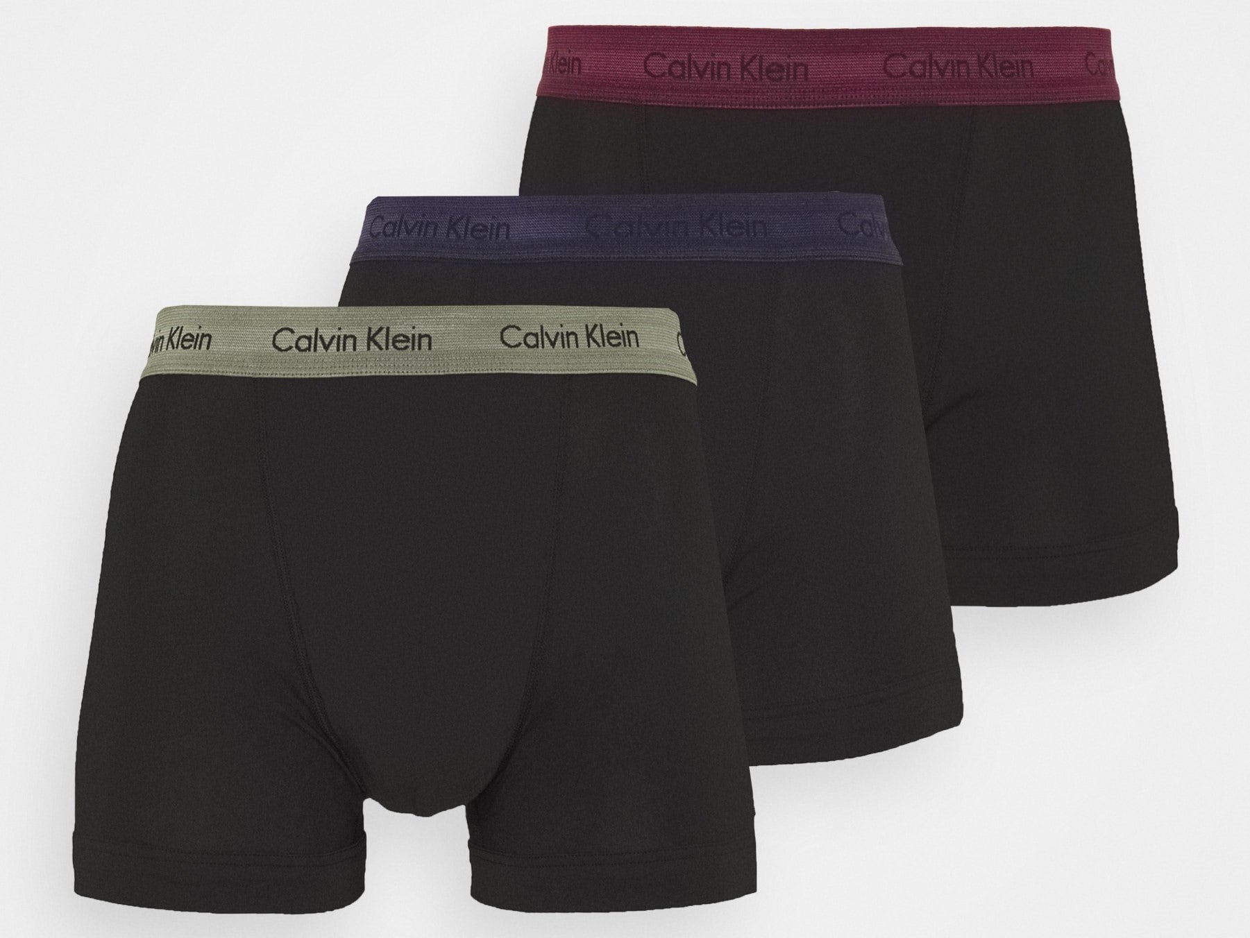 Calvin Klein 3 Pack Cotton Stretch Trunks Men's - Black WB Blue / Wild Fern / Raisin Torte