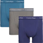 Calvin Klein 3 Pack Cotton Stretch - Normal Rise Trunks Blue ( ASTRAL AURA / CORSAIR / GREY SMOKE )